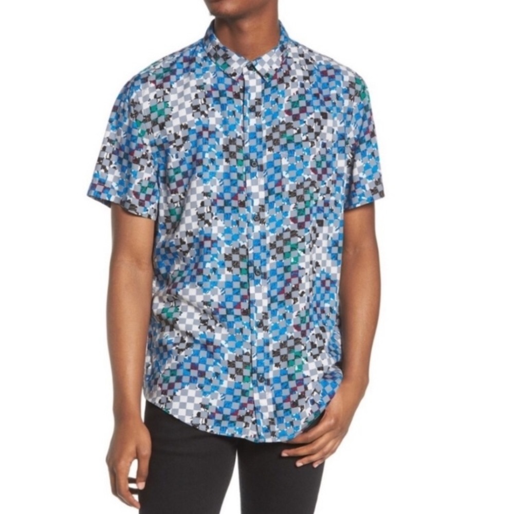 Rail Grey Checkerboard Floral Shirt